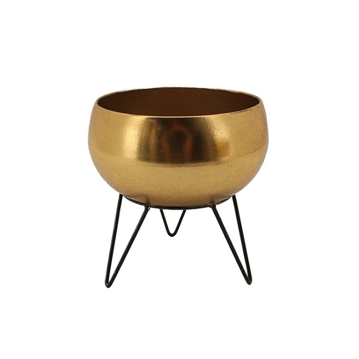 Cachepot dourado com suporte 25x25x25cm