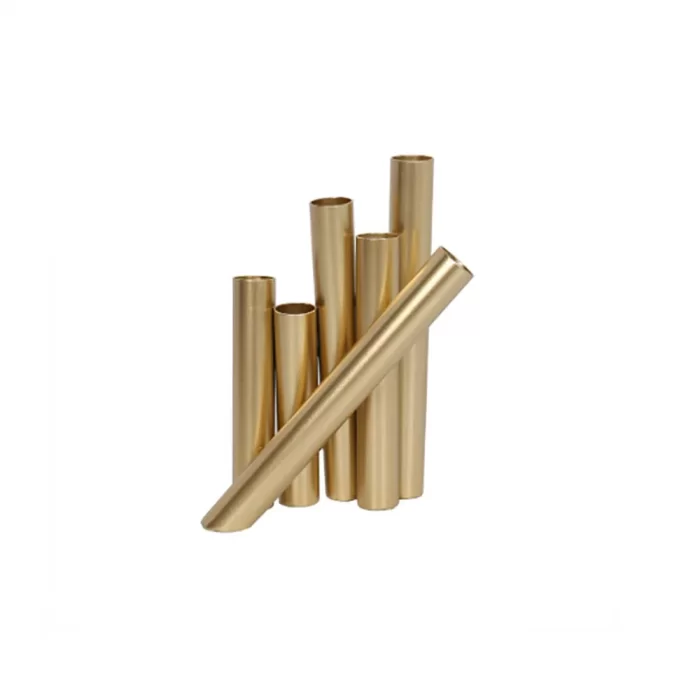 Vaso tubes dourado 21x14x7cm