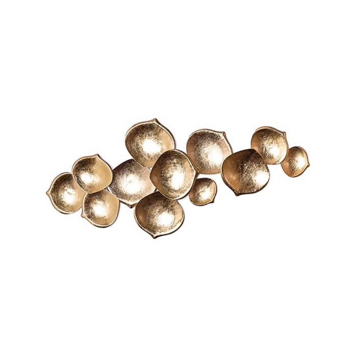 Escultura de parede petalas douradas 50x110x6cm