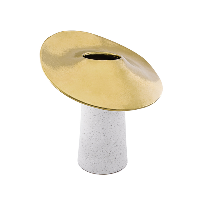 Vaso chapeu dourado 29x26x23cm