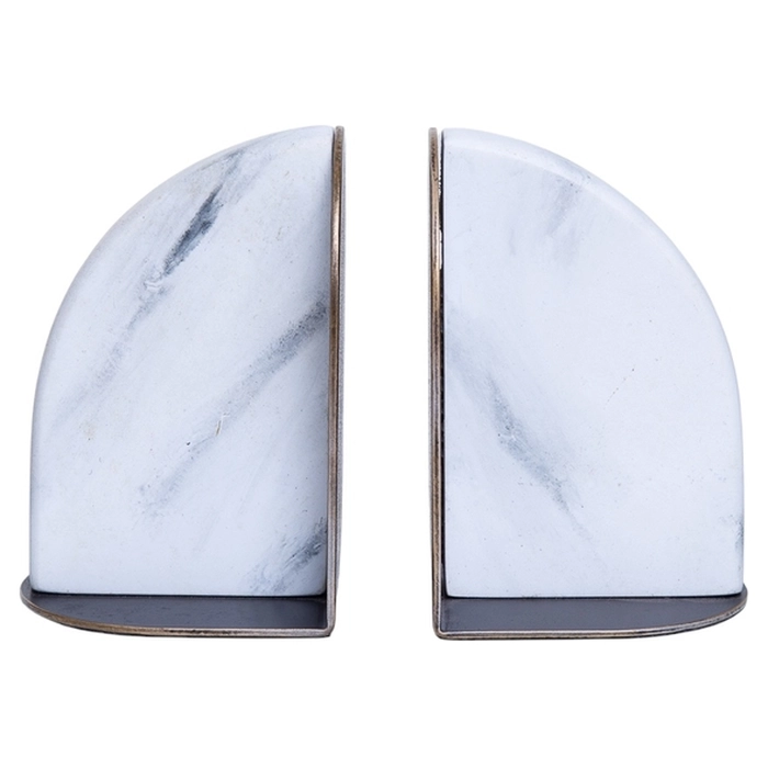 Jogo de porta livros meia lua marmorizado 12x16x8cm