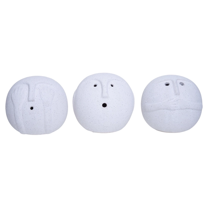 Escultura figura cego/surdo/mudo 12x13x13cm