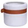 Cachepot com detalhe em couro 14x16x16cm