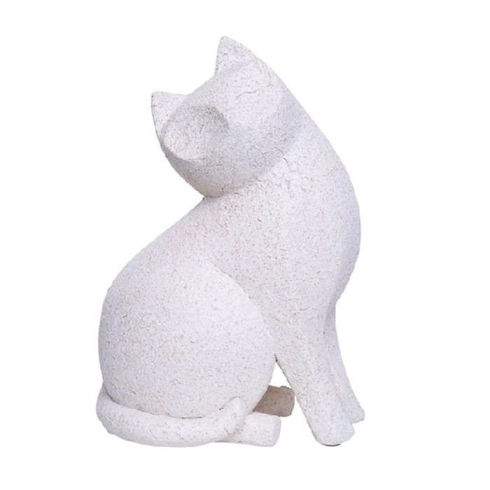 Escultura gato branco areado 21x15x11cm
