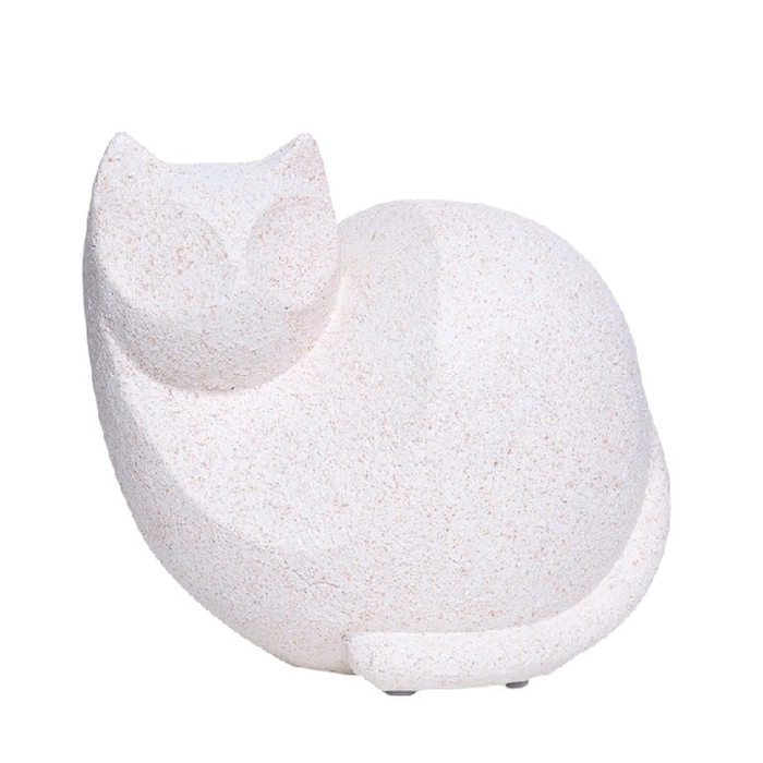 Escultura gato branco areado 15x17x11cm