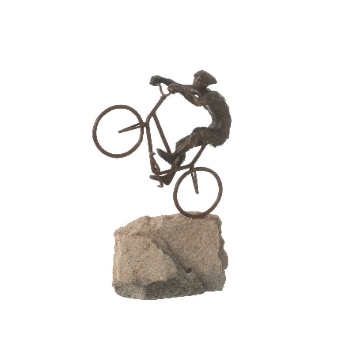 Escultura ciclista na pedra 33x23x10cm