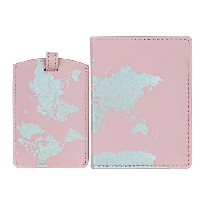 Capa passaporte mundo rosa 14x11x2cm