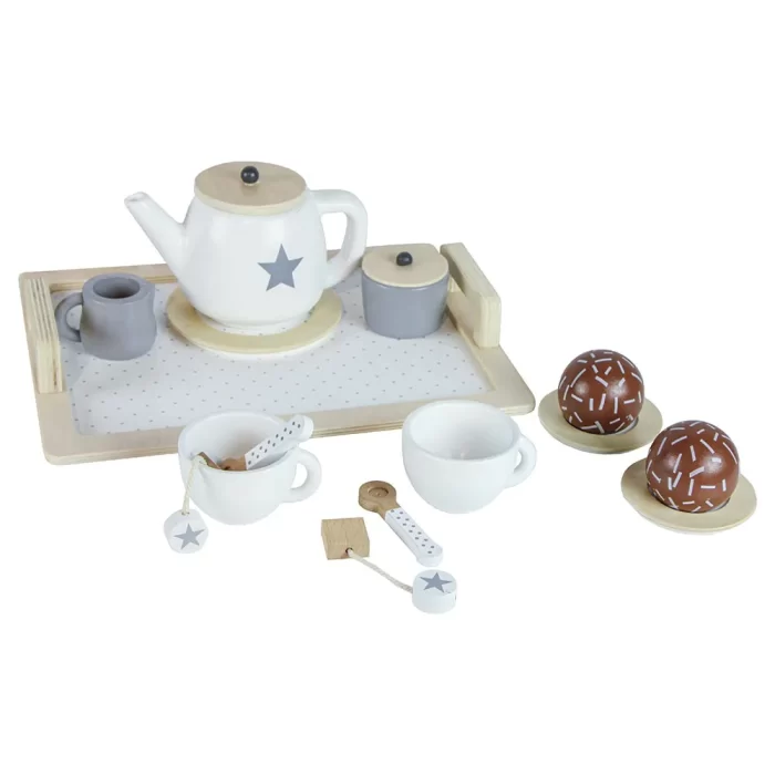 Jogo de chá madeira 12 peças 8