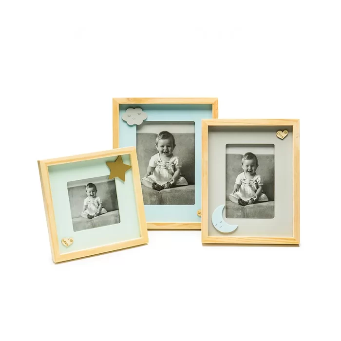 Jogo 3 porta-retratos nuvens 26x21x2cm