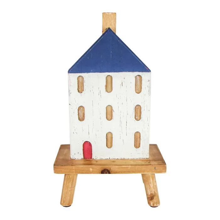 Adorno casa telhado azul 31x19x10cm