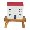 Adorno casa telhado vermelho 21x18x10cm