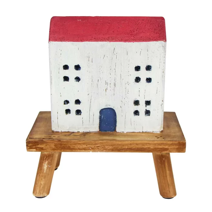 Adorno casa telhado vermelho 21x18x10cm