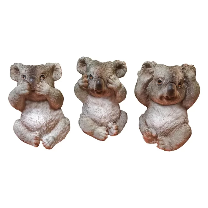 Jogo 3 esculturas coala 8x5x5cm