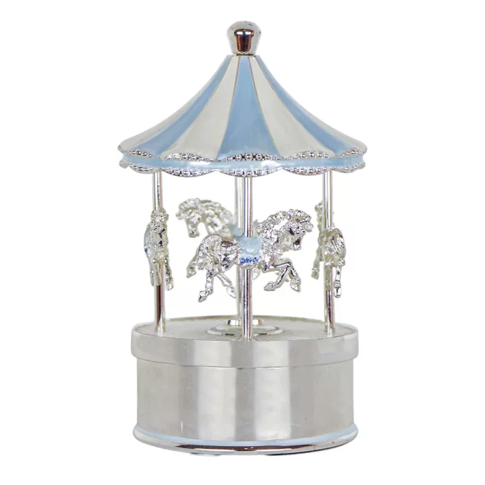 Carrossel prata azul 13x8x8cm