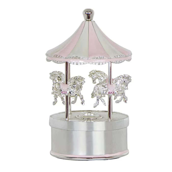 Carrossel prata rosa 13x8x8cm