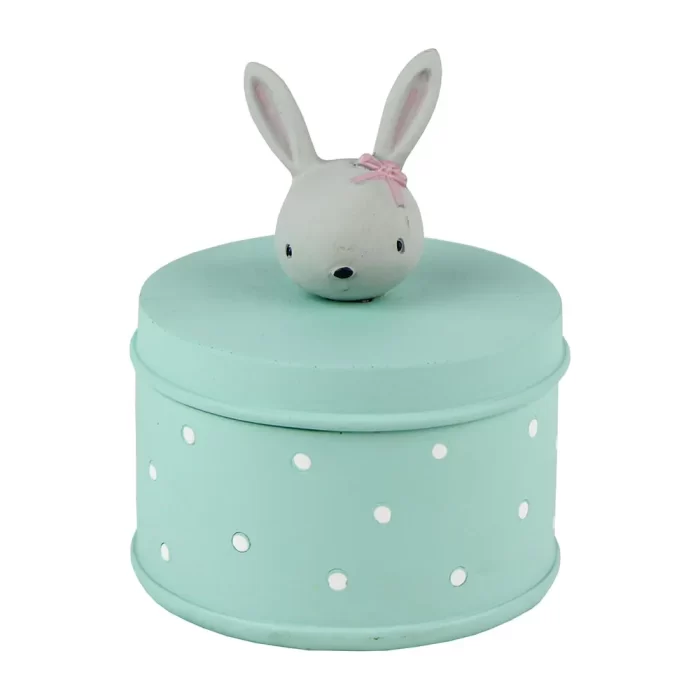 Porta-joia coelho verde água 13x10x10cm