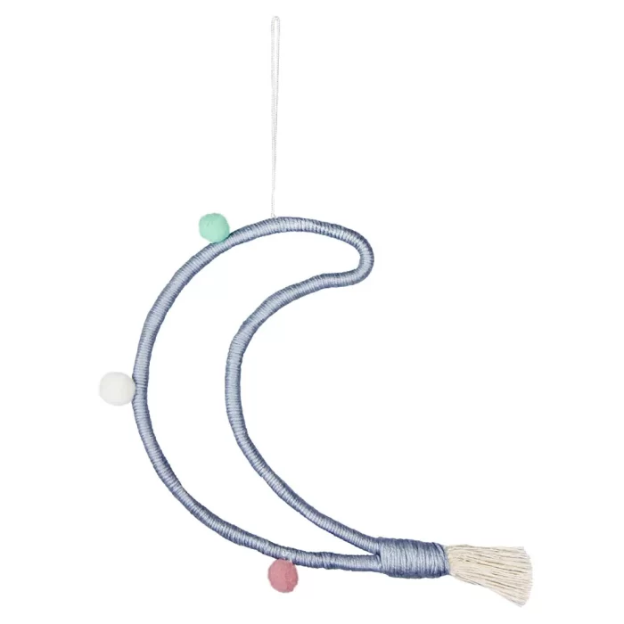 Adorno parede lua azul 44x19x2cm