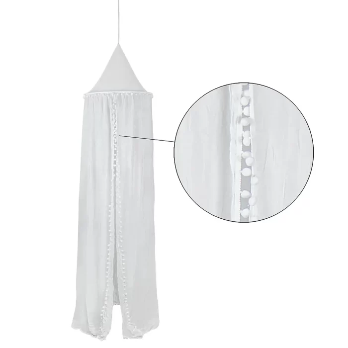 Tenda pompom branca 230x56x56cm