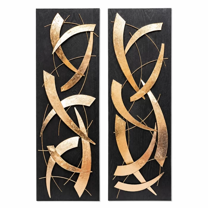 Conjunto de 2 esculturas de parede fitas 4x33x100cm