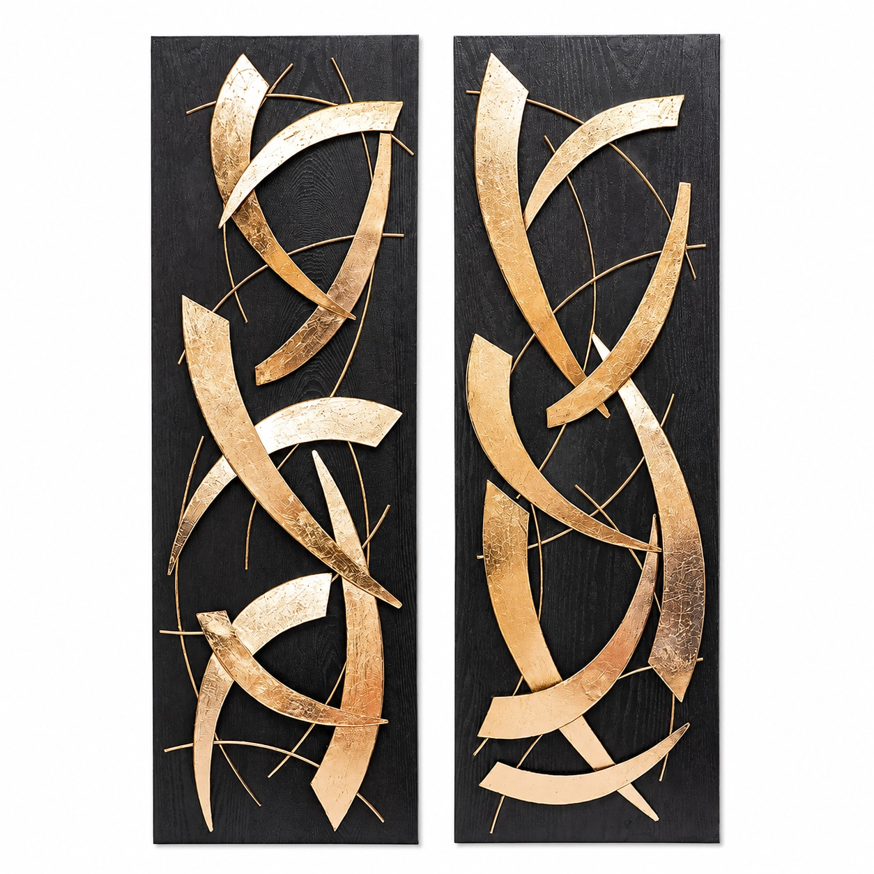 Conjunto de 2 esculturas de parede fitas 4x33x100cm