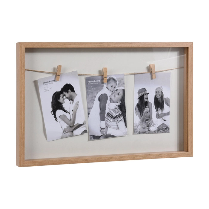 Quadro porta-foto 3 fotos 27x43x3cm