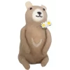 Escultura urso bege feltro 14x8x11cm