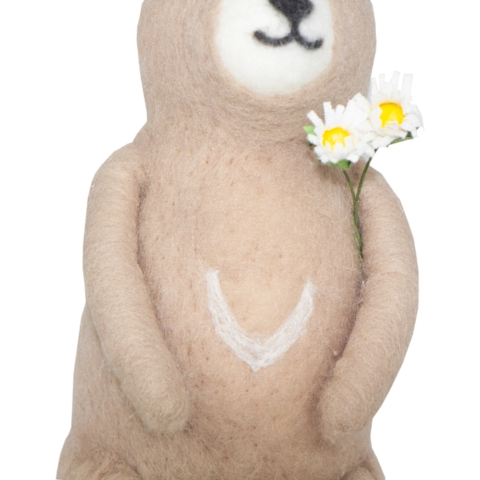 Alternative view of Escultura urso bege feltro 14x8x11cm