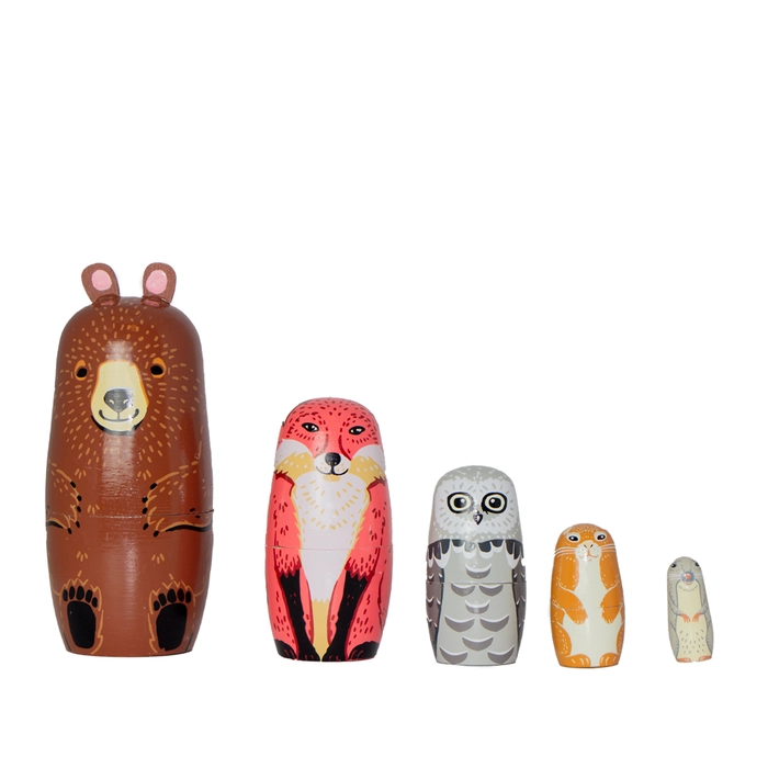 Alternative view of Jogo 5 matryoshkas silvestres 16x7x7cm