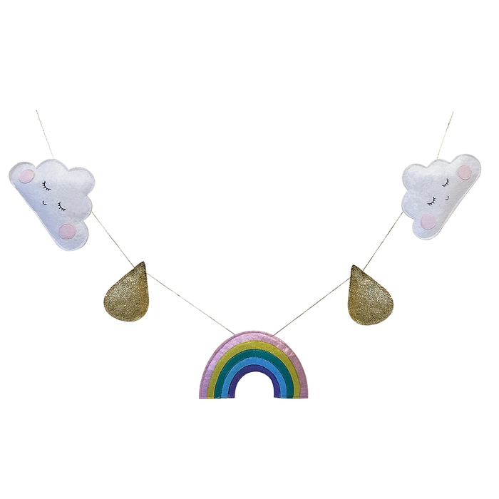 Fio decorativo nuvem arco-íris 11x17x105cm
