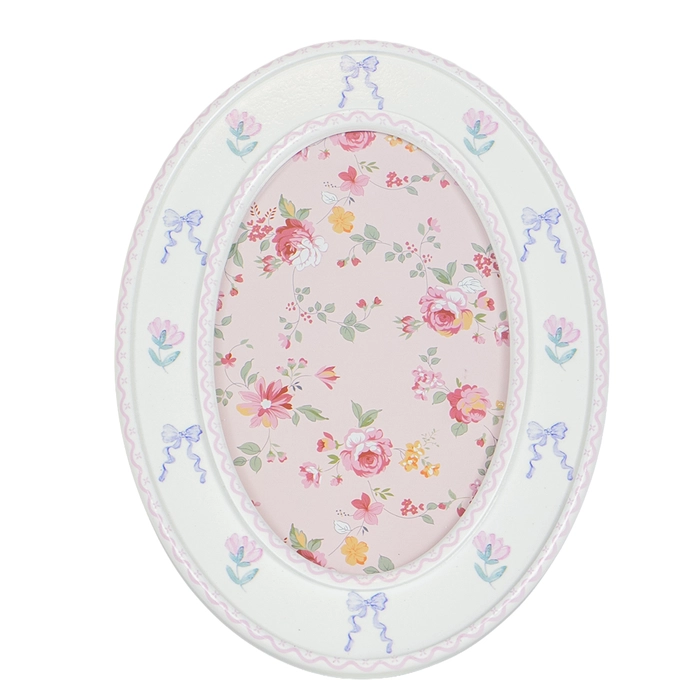 Porta-retrato oval flores 23x17x1cm