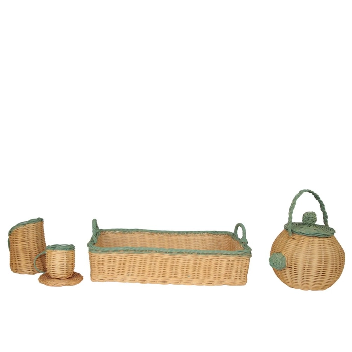 Jogo de xícara chá rattan 20x36x21cm