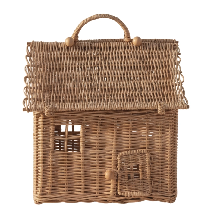 Cesta casinha rattan 34x31