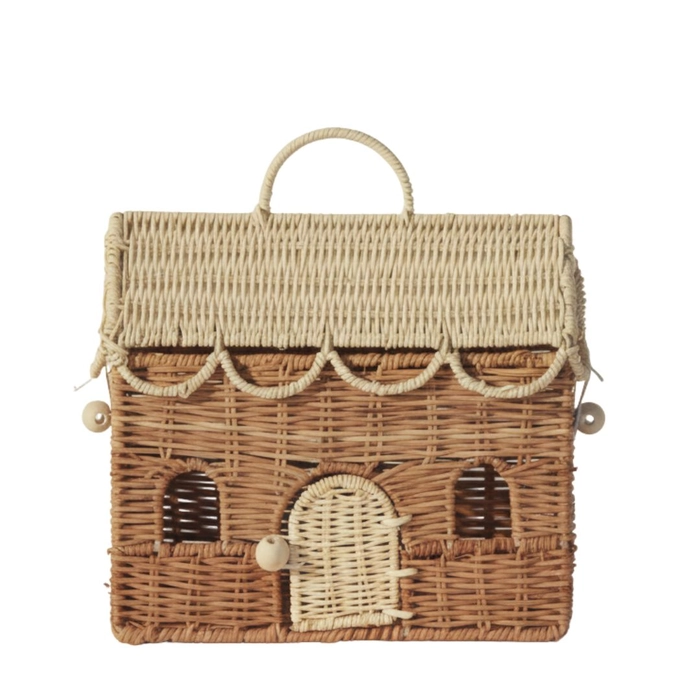 Cesta casinha telhado branco 24x24x15cm