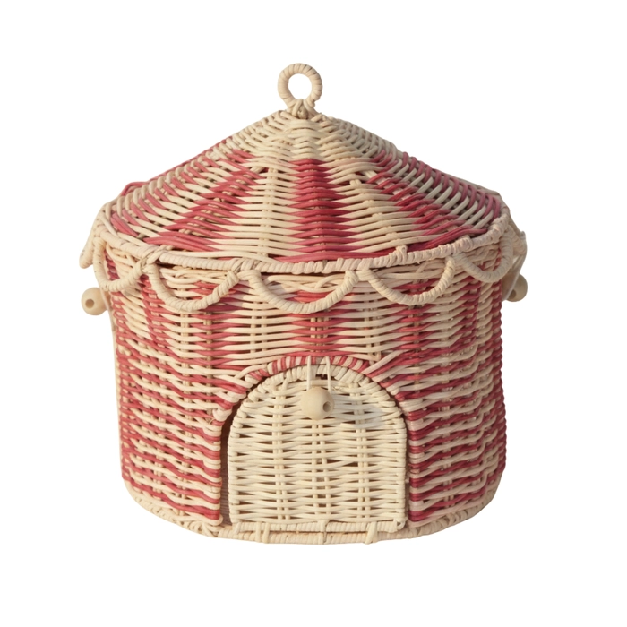 Cesto circo rattan pintado 26x23x23cm