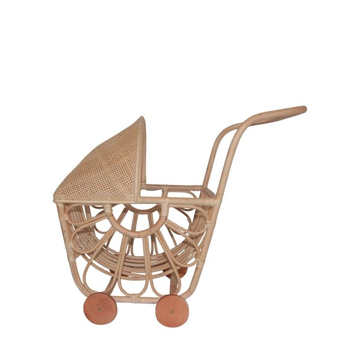 Carrinho de boneca rattan 64x38x69cm