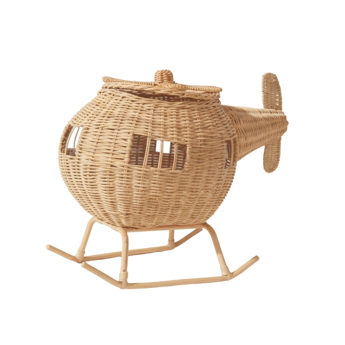 Escultura helicóptero rattan 36x24x46cm