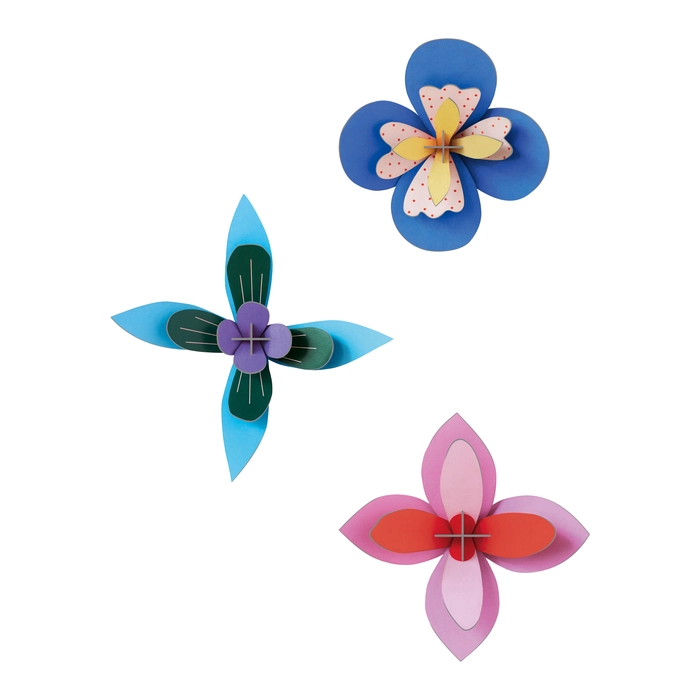 Jogo 3 flores parede cobalt 19