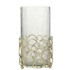 Vaso Kyve em vidro com suporte em metal 32x15x15cm