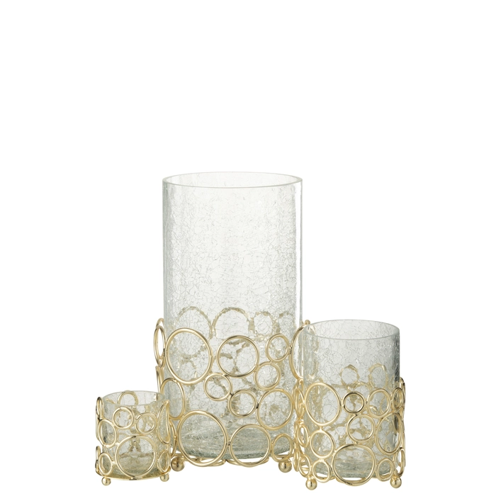 Vaso Kyve em vidro com suporte em metal 32x15x15cm - Imagem 3