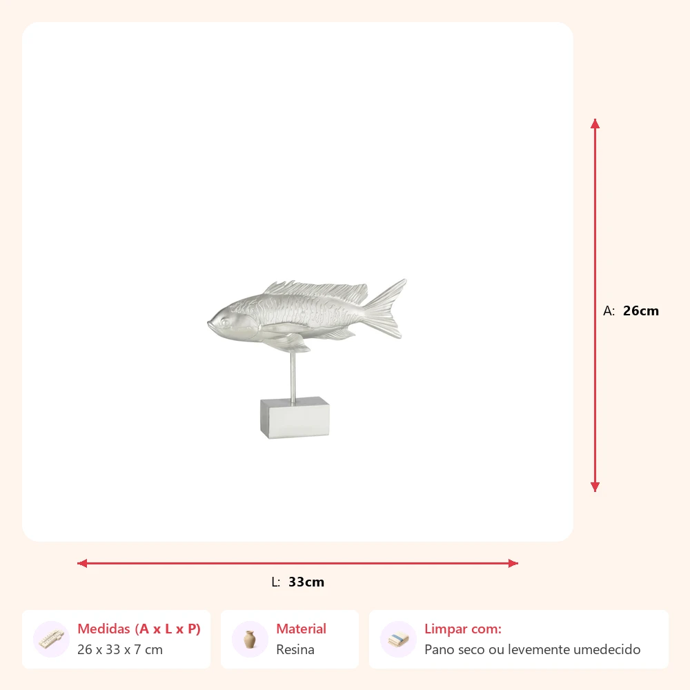 Escultura peixe tropical 26x33x7cm - Imagem 2