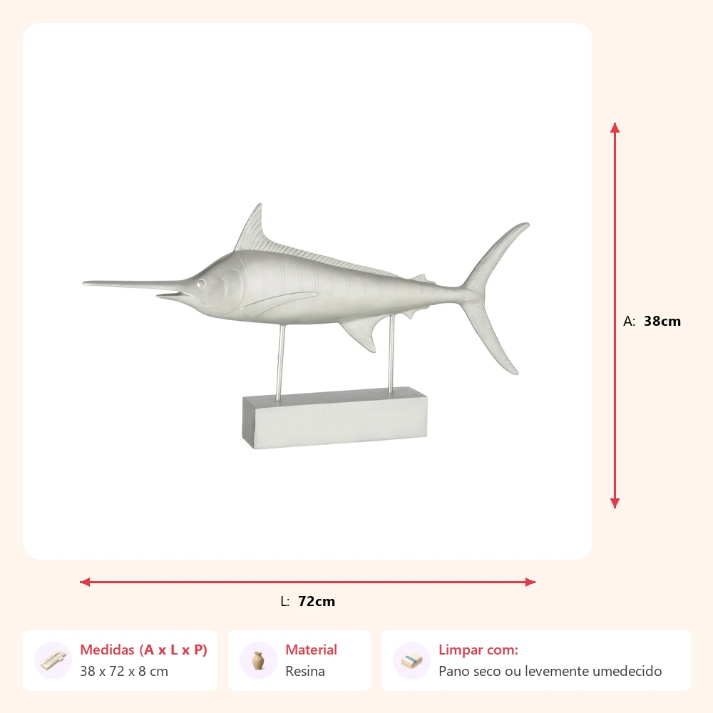 Escultura peixe espada 38x72x8cm - Imagem 2