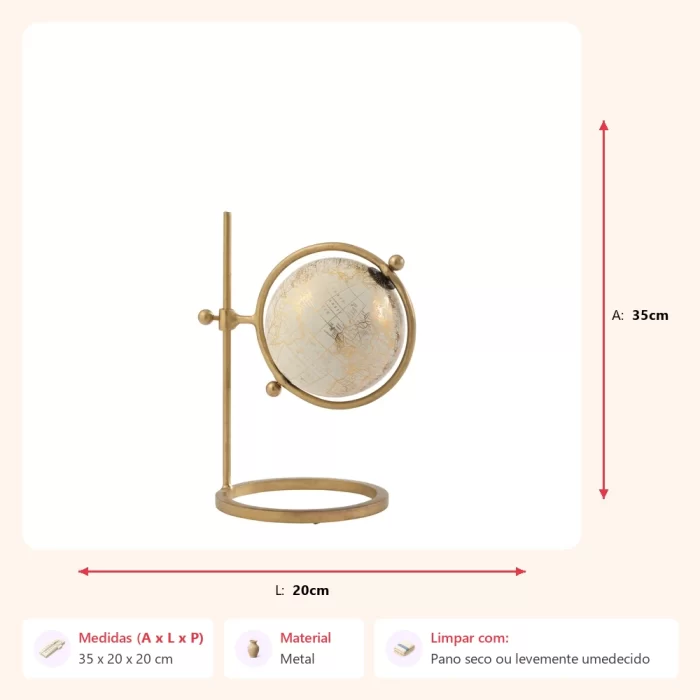 Alternative view of Globo suspenso com suporte em metal 35x20x20cm