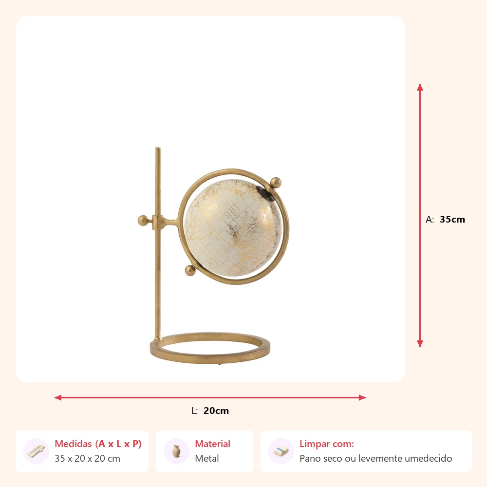 Globo suspenso com suporte em metal 35x20x20cm - Imagem 2