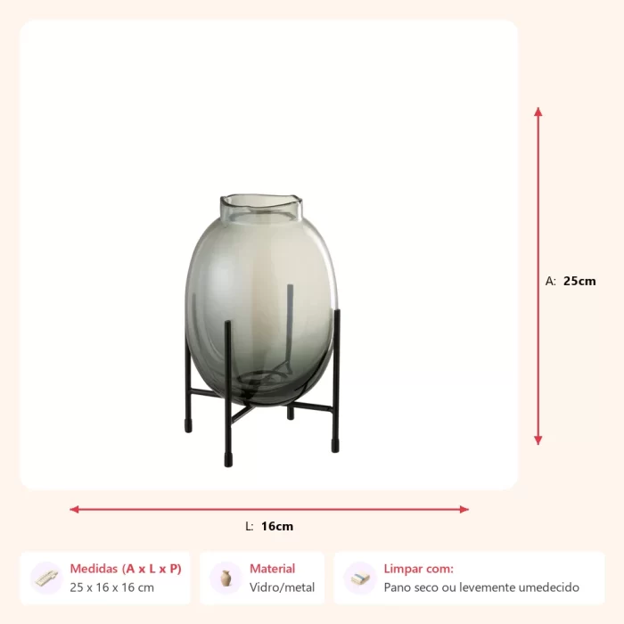 Vaso bord fume com suporte 25x16x16cm - Imagem 2