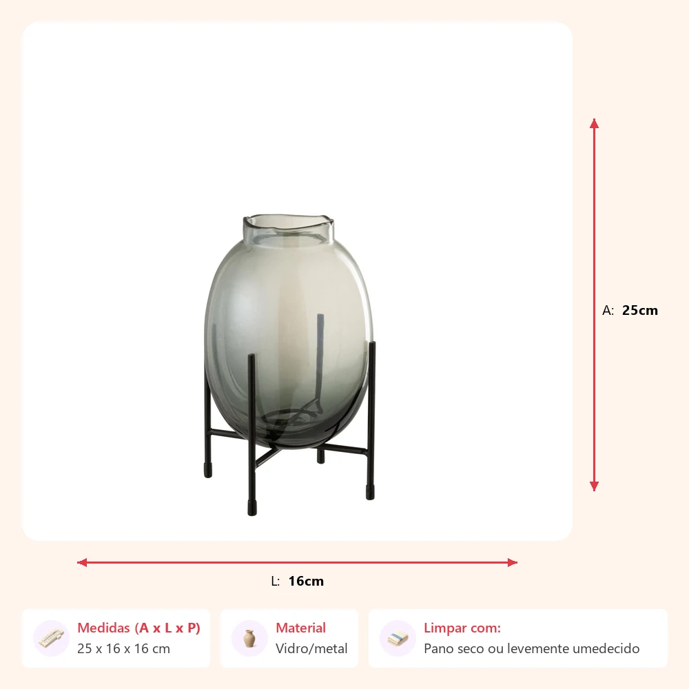 Vaso bord fume com suporte 25x16x16cm - Imagem 2
