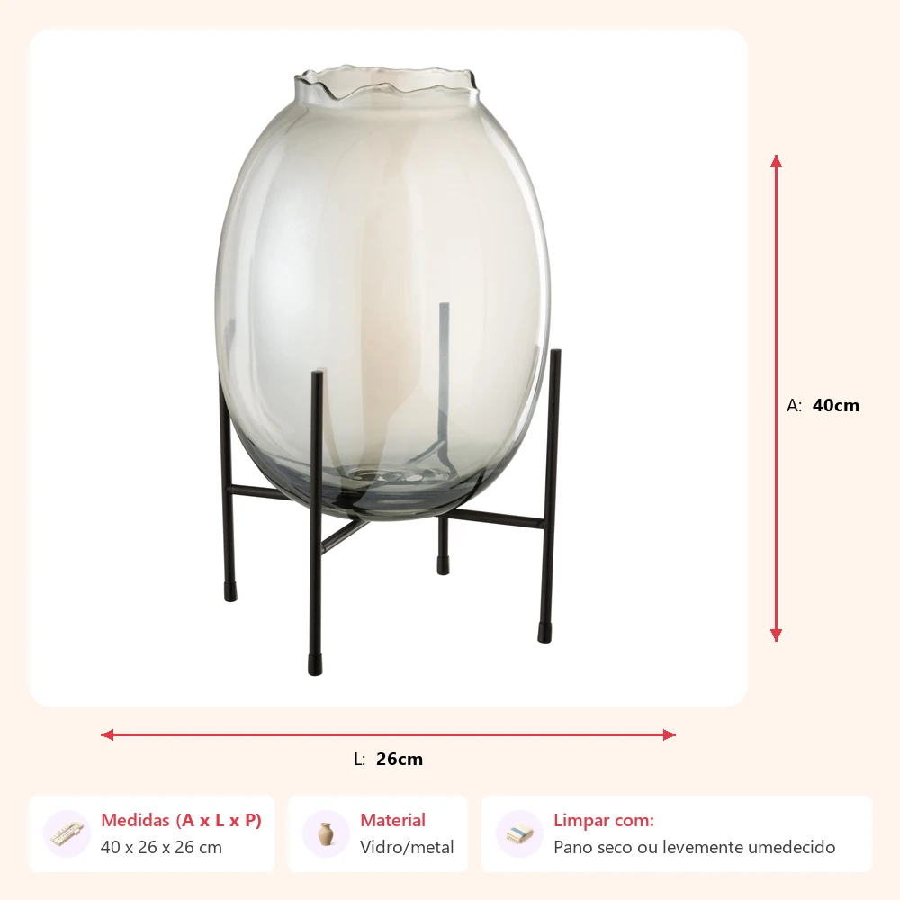 Vaso bord fume com suporte 40x26x26cm - Imagem 2