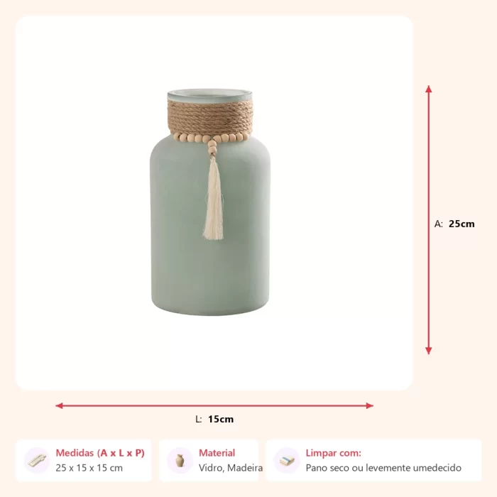 Vaso verde com pingente 25x15x15cm - Imagem 2