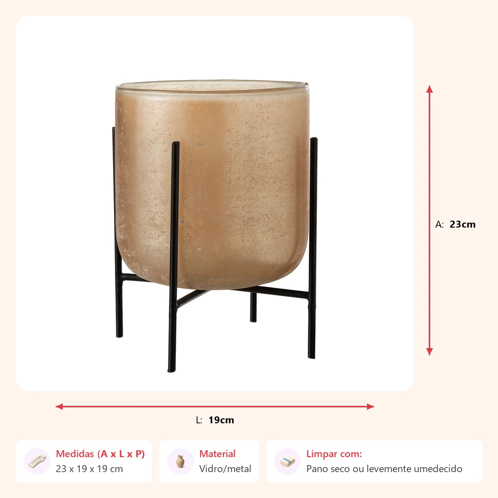 Vaso astor em vidro com suporte 23x19x19cm - Imagem 2
