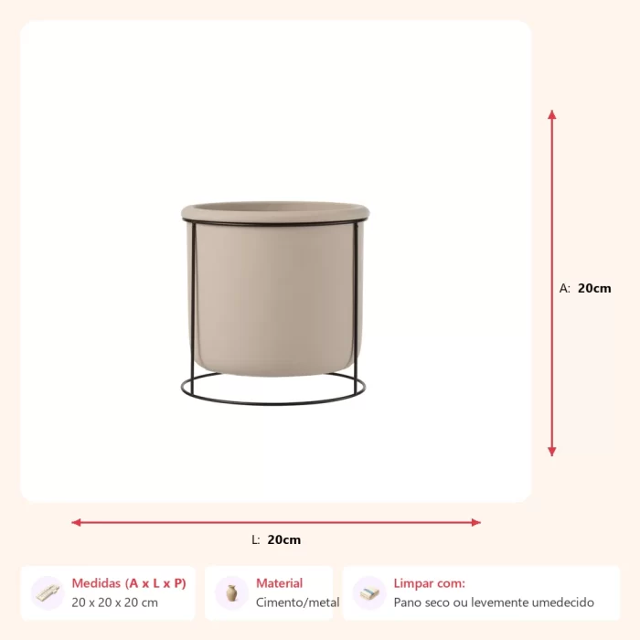 Cachepot taupe suspenso com suporte 20x20x20cm - Imagem 2