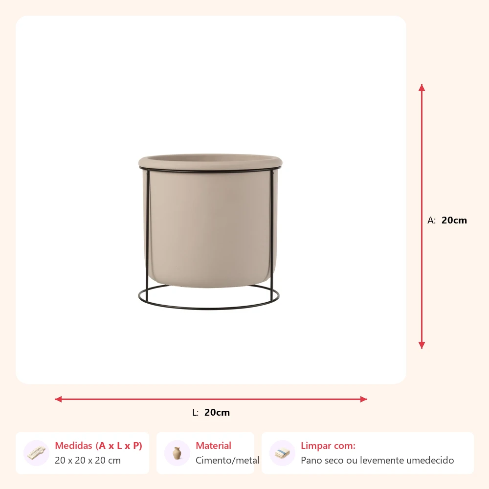 Cachepot taupe suspenso com suporte 20x20x20cm - Imagem 2